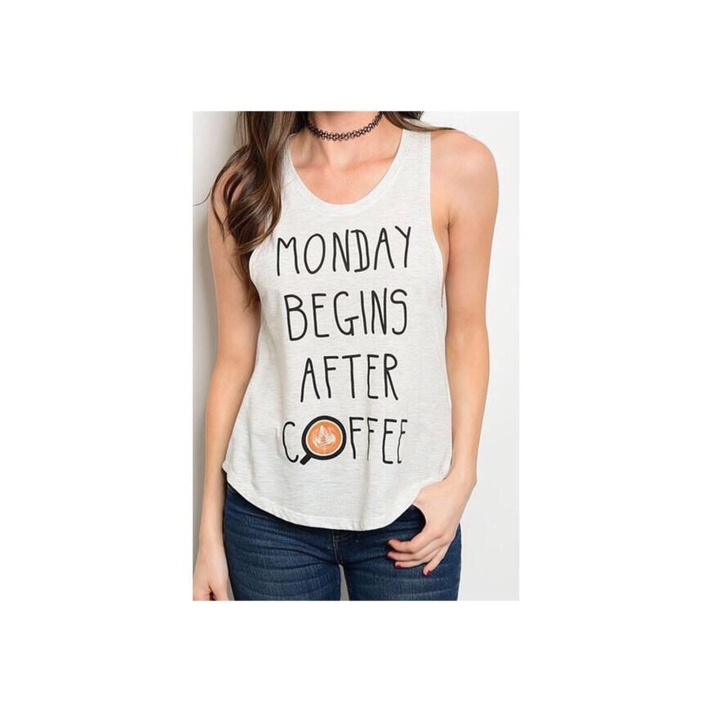 “Monday Begins After Coffee” tank top - Picture 2 of 3